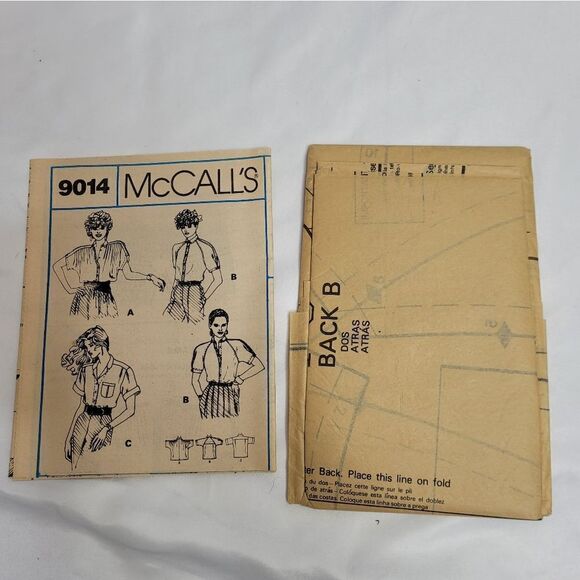 VINTAGE 80s Liz Claiborne McCall's blouses sewing pattern 9014 size 10 - Picture 5 of 5